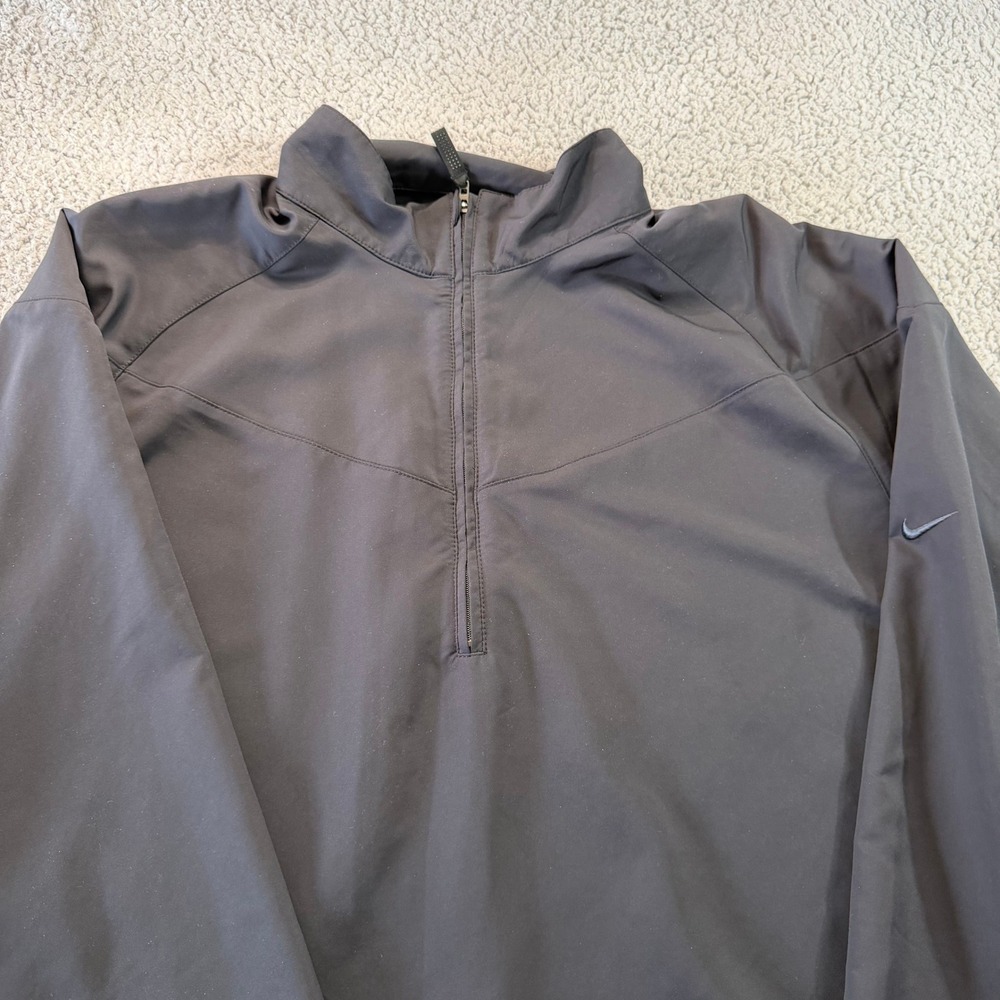 Nike Golf Mens XXL Black Quarter Zip Windbreaker Pullover Jacket‎ Mock Neck Logo